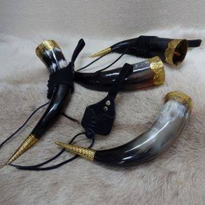 From SCI Drinking Horn <b>Mug</b> Whiskey Cup Belt Holster Drinking Horn With <b>Stand</b> for Wine Mead Cold Drink - Product Image 5