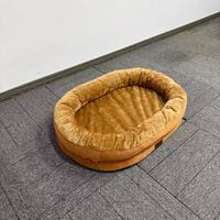 Lit pour chien et chat extra large ovale orthopédique, rembourrage en éponge, housse en velours moderne écologique, confortable et lavable