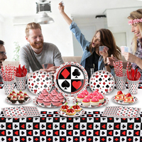 Ensemble de vaisselle pour fête sur le thème du poker de casino, idéal pour les fournitures de fête sur le thème du casino de Las Vegas