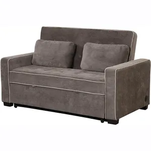 Manufacturer Wholesale Linen Velvet Fabric Material Foldable Living Room Sofa Set one set sell Convert Folding Sofa Bed