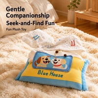 Jouet pour chien en peluche en forme de boîte à mouchoirs, couineur, avec compartiment à friandises, jouet à mâcher interactif et durable pour le nettoyage des dents, animal en peluche doux pour chiot