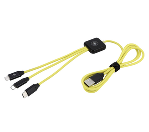 Benutzer definiertes Logo Geschäfts geschenk Quadratische Form Weiße Farbe Gewebtes <span class=keywords><strong>3</strong></span>-in-1-USB-Ladekabel mit benutzer definierter Länge - Product Image 2