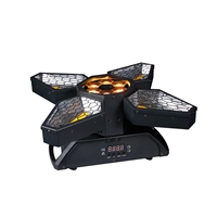 Luces de haz retro de 4 aspas con efecto disco, 4x60W, doradas, DMX, DJ RGBW, efecto ojo de abeja de 4 aspas para escenario