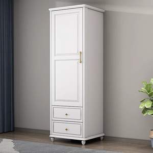 Solid Wood Modern Simple <strong>Tall</strong> <strong>Narrow</strong> Floor Standing Single Door <strong>Wardrobe</strong> with Storage for Home Furniture Rental Rooms - Product Image 4