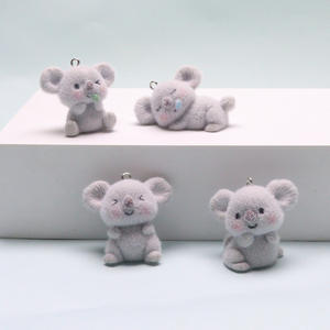3D flocado Koala encanto colgante DIY collar pendientes llavero lindo Animal de peluche joyería hacer suministros Wanji - Product Image 1