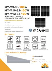 MYPVTECH 100W Yüksek Verimli 36 Hücreli P-TİPİ Güneş Panelleri - Product Image 2