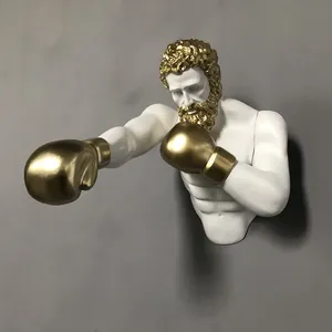 Escultura Moderna 3D <span class=keywords><strong>de</strong></span> Boxeador en Color Dorado para Decoración <span class=keywords><strong>de</strong></span> Pared Interior del Hogar - Product Image 2