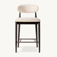Chaise haute d'intérieur avec structure en bois et assise en tissu, tabouret de bar