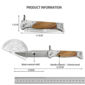 DIY Wood Handle Folding Utility <b>Knife</b> with SK5 Blade Quick-Change Blade System Push Button <b>Safe</b> Blade Sheath Lightweight 3CR13 - Product Image 6