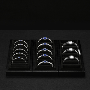 Caja de Joyería Azul de Lujo Ecológica FANXI, Caja Premium para Anillos de Cuero PU y Microfibra - Product Image 2