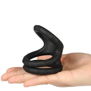 Herren <span class=keywords><strong>Triple</strong></span> Penis <span class=keywords><strong>Cockring</strong></span> Sexspielzeug Dehnbares Silikon mit Delay Ejakulation funktion - Product Image 5