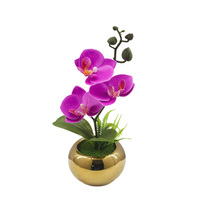 Tizen Artificielle Orchidée En Pot Fleur Artificielle Vraie Touche Orchidée Fleurs Velours pour La Décoration De La Chambre