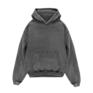 <b>Vintage</b> Washed Oversized Pullover Hoodie Heavyweight Fleece Cotton Blend Casual Streetwear Unisex Winter Hooded <b>Sweatshirt</b> - Product Image 1