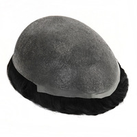Toupet pour homme de haute qualité, 0,03-0,04 mm, peau fine complète, prothèse de remplacement capillaire avec cheveux indiens Remy, prix de gros