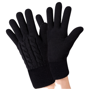 Women’s Thermal Winter Warm <b>Gloves</b> <b>Wool</b> Acrylic Cable Knit Touchscreen Elastic Wrist-Length - Product Image 1