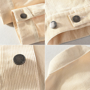 Style japonais décontracté printemps hommes vêtements <span class=keywords><strong>de</strong></span> <span class=keywords><strong>travail</strong></span> court ample jeunesse velours côtelé artistique col montant avant coupe-vent veste manteau - Product Image 4