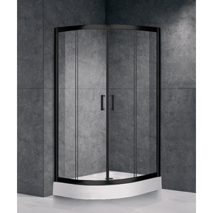 <span class=keywords><strong>Porte</strong></span> de douche <span class=keywords><strong>coulissante</strong></span> en verre incurvée avec cadre en aluminium gris et noir C242 pour salle de bain - Product Image 3
