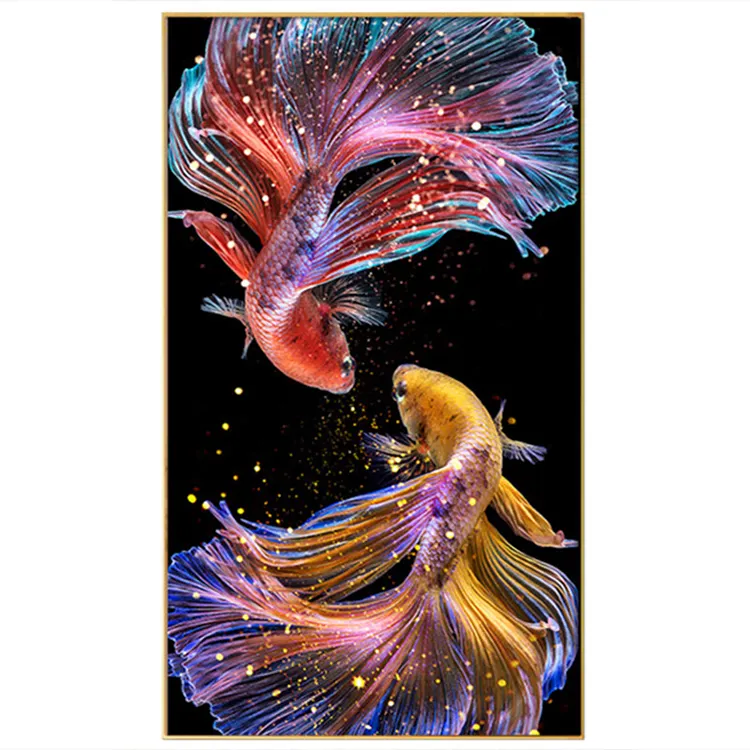 5D DIY魚ダイヤモンド絵画動物絵画壁キャンバスアート絵画家の装飾フルドリルクロスステッチ刺Embroideryキット