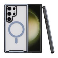 Coque de téléphone de luxe transparente antichoc en TPU+PC+aluminium avec recharge magnétique sans fil pour S23 S24 Ultra
