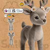 Boneka Rusa Berbintik Abu-abu Elegan dengan Tanduk Bunga Daisy, Bersertifikat CE UKCA EN71, Kain Daur Ulang, Logo Kustom, Hewan Boneka Isi Dakron untuk Rumah