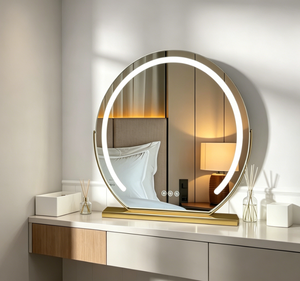 Round LED <b>Mirror</b> Smart <b>Vanity</b> <b>Mirror</b> Wall Mounted Bathroom Dressing <b>Table</b> <b>Mirror</b> With Light Ring - Product Image 1