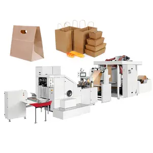 High quality luxurious embossing kraft shopping paper bag machine with printing and with handles