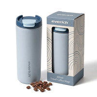 Mug à café anti-poussière avec couvercle, 500 ml, sans BPA, gobelet isotherme à double paroi, mug à eau pour les déplacements