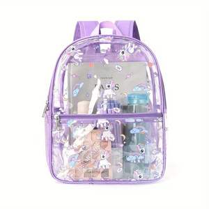 Mochila Transparente de Estilo Fresco y Dulce para Niñas, Impermeable, de PVC, para Estudiantes, Escolar, Grande y Portátil, Venta Caliente Transfronteriza - Product Image 3