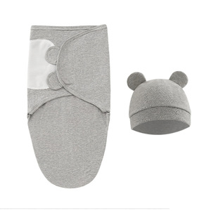 Lot de 3 gigoteuses sans manches 100 % coton écologiques toutes saisons anti-gigotement pour nouveau-né avec fermeture auto-agrippante et ensemble de chapeaux à motif dessin animé - Product Image 1