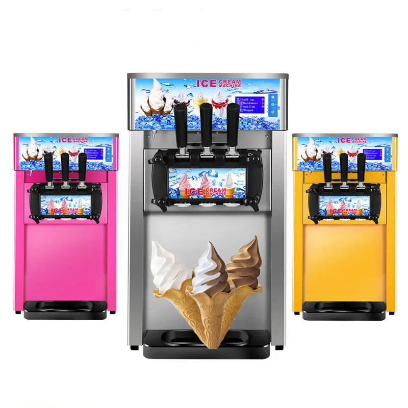 Electric Stainless Steel Three Flavors Ice Cream Machine/ Machine For Making Ice Cream