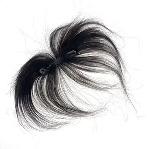 Toupet con Base in Pizzo, Parrucche in Capelli Umani Remy, <span class=keywords><strong>Frangia</strong></span> con Linea del Capelli, Parte Centrale, Extension Frontali con Fascia, Capelli Lisci - Product Image 1