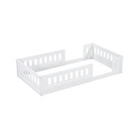 Lit plateforme blanc pour enfants, taille double, avec barrières de sécurité, lit pour tout-petits en bois massif à profil bas