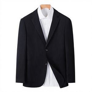 Chaqueta de Negocios Casual de Lujo para Hombre, Estilo Blouson, para Otoño, Color Sólido, Cierre de un Solo Botón, Tejido Transpirable de Lana Peinada Ligera - Product Image 4
