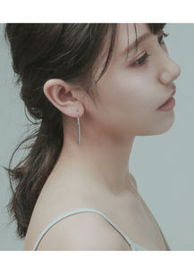 925 versilberte lange Streifen Anhänger Haken Ohrringe lange Stange Quader Haken Ohrring für Mädchen - Product Image 5