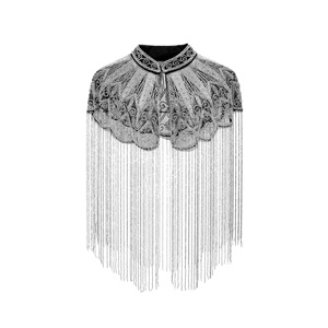 Chal de Lujo con Flecos y Cuentas Hechas a Mano, Capa India con Lentejuelas Pesadas y Borlas, Chal para Novia, Vestido de Noche, Bolero, Cubrevestido, Envolturas con Cuentas - Product Image 4
