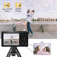 Kamera Perekam 4K portabel Retro kompak, kamera perekam, fokus otomatis 64MP, foto Video, 16X Zoom 4K, kamera Digital untuk fotografi