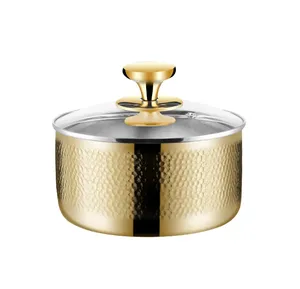 Bol à mélanger élégant martelé et texturé en or 304SS Cadeau parfait pour les boulangers et les chefs à domicile Ustensiles de cuisine - Product Image 2