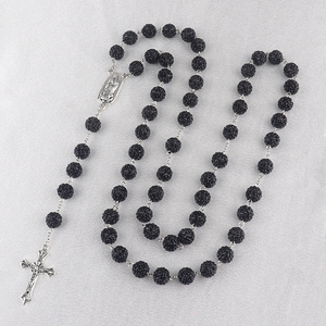 Joyería Rosario personalizado collar seis capas 10 Mm Bola de discoteca cuentas Rosario con La Santísima Virgen María colgante diamante Rosario - Product Image 2