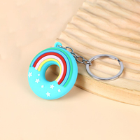 Nouveauté : Porte-clés PVC arc-en-ciel coloré, breloques 3D en forme de donuts, accessoires de sac, cadeau pour ami
