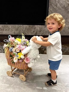 Cesto portaoggetti per bambini in vimini, cestino per passeggino con design floreale per oggetti di scena fotografici e giocattoli - Product Image 2