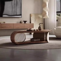 Table basse moderne pour la maison, design en forme de feuille, panneau en bois de Chine, plateau en MDF couleur noyer, réglable, mobilier de salon, garantie 1 an
