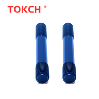 Boulon à tête fraisée personnalisé en PTFE bleu, tige filetée double extrémité pour connexion à bride marine offshore