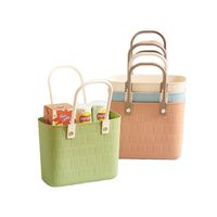 Panier de rangement rectangulaire creux en plastique portable avec poignée pour la maison, le shopping, le camping, les pique-niques, les dortoirs étudiants et le lavage