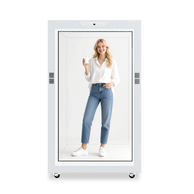 86-Inch Transparent LCD Interactive 3D Holographic Video Display Cabinet Touch Screen SDK Enabled for Retail Store Subway Use