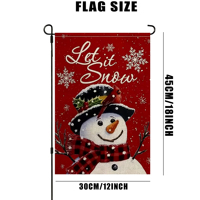 Drapeaux de jardin de Noël personnalisés en polyester à double face avec impression couleur intégrale, motif bonhomme de neige, pour la décoration de la cour