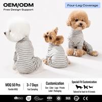 Combinaison tricotée quatre pattes pour chien, imprimé animal, mélange de coton, tailles XXS-XXL (1,5-13 kg), intérieur/extérieur, logo personnalisé, OEM ODM