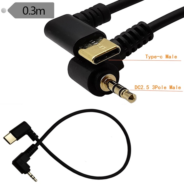 Gold-plated USB C to 2.5mm Audio Aux Jack Cable 0.3m for Mobile Phones Car AUX Speakers Headphone