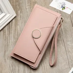 2021 New Wholesaler Fashion Wallet Buckle Double Fold Zipper Portable Coin Long Wallet Women's Wallet