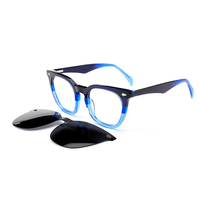 Lunettes de soleil polarisées œil de chat magnétiques à clipser personnalisées 2025, vision nocturne, protection UV, monture légère en acétate, dégradé bleu