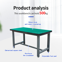 Table de travail antistatique Yinuo en acier carré robuste pour électricien et monteur, 1200L*600W, pour réparation et entretien automobile